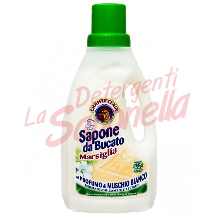 Detergent lichid Chante Clair haine delicate si colorate cu sapun de marsiglia si musc alb 1 L -18 spalari