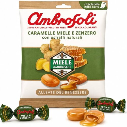 Bomboane cu miere si ghimbir Ambrosoli fara gluten 90 gr