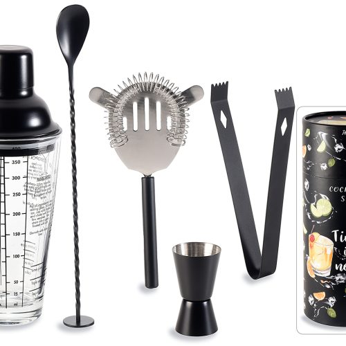 Set de cocktailuri din oțel inoxidabil negru, format din 5 piese