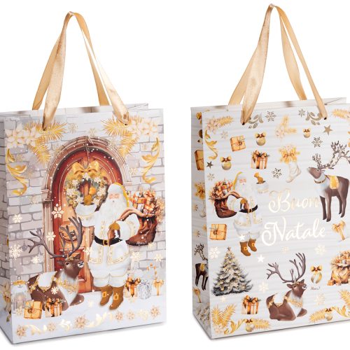 Sacosa cadou craciun cu manere din satin- 1 buc