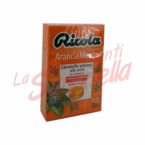 Bomboane Ricola elvetiene cu portocale si menta cu vitamina C fara zahar 50 gr