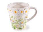 Cană ceramică de 480 ml cu margarete în relief-1buc
