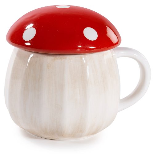 Cană ceramică în formă de ciupercă de 600 ml cu capac