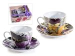Set de 2 cești de ceai din porțelan 200 ml cu farfurioare