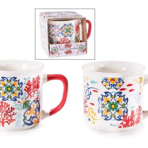 Cană de porțelan de 300 ml cu imprimeu de majolică