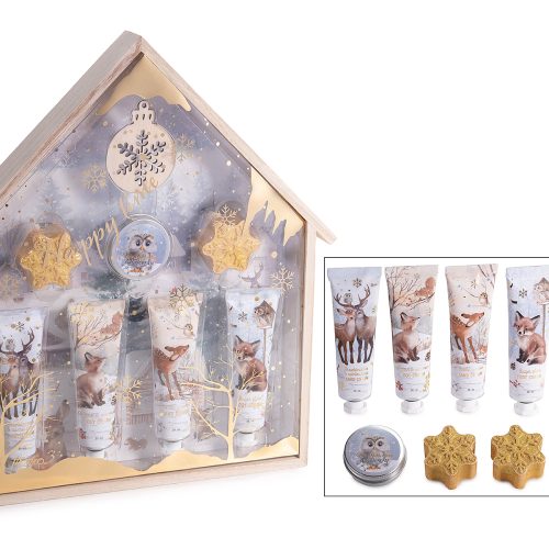Set cadou cu 7 produse pentru corp și decorațiuni din lemn