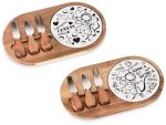 Set de tocator lemn si ceramica pentru branza cu 3 tacamuri