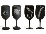 Pahar negru de vin cu 3 accesorii somelier