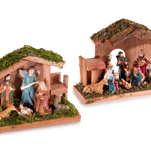 Ieslea Nasterii Domnului(Presepe) cu rasina si muschi 1buc