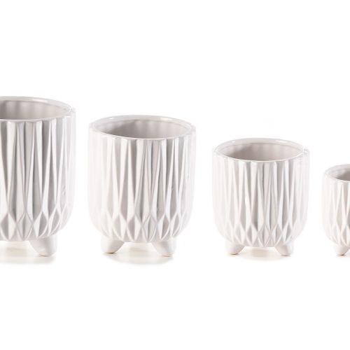 Set de 4 vaze din ceramică albă lucioasa