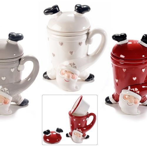 Cana ceai ceramica mos craciun cu filtru -1 buc