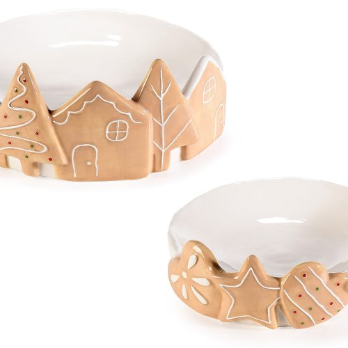Set de 2 farfurii ceramice cu decoratiuni turta dulce