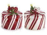 Borcan ceramic pentru alimente cu capac decorat-1buc