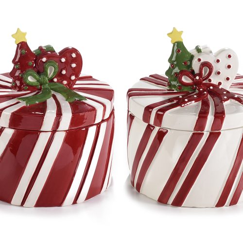 Borcan ceramic pentru alimente cu capac decorat-1buc