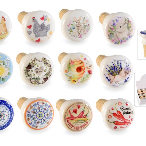 Dop din pluta si ceramica decorata 1 buc