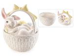 Coș din ceramică cu capac figurina iepure