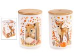 Borcan alimentar ceramic cu animale de padure