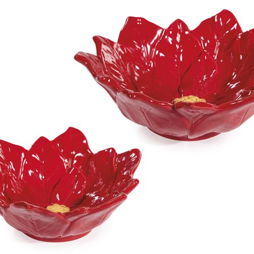 Set 2 boluri rosii craciun  ceramica cu stea