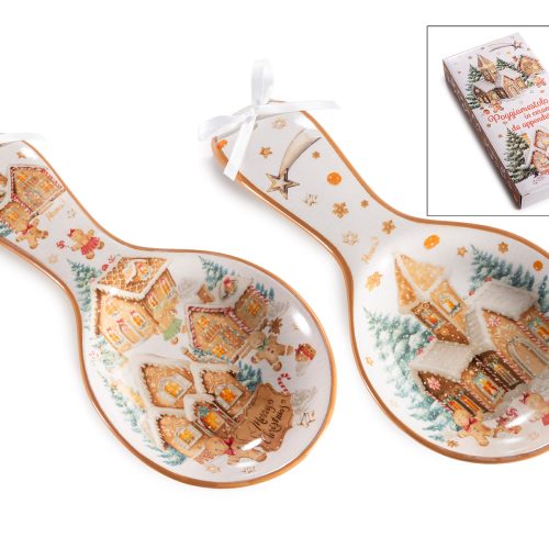 Suport lingura ceramica craciun cu funda - 1 buc