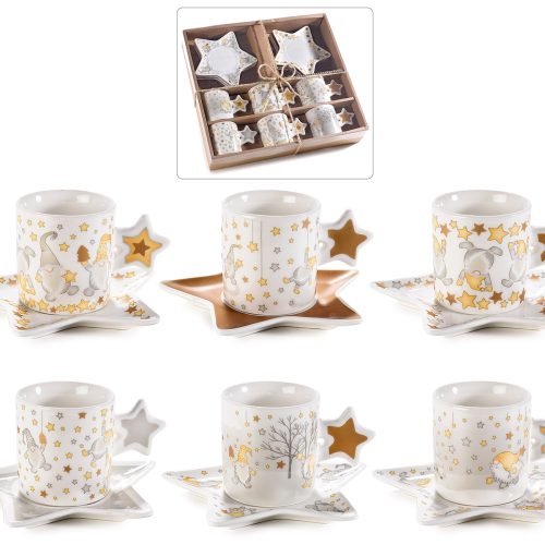 Set 6 cești și farfurioare din porțelan „Star Gnome”