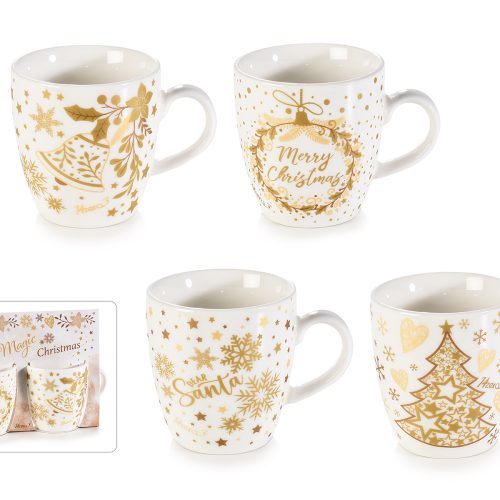 Set de 2 cesti cafea albe Magic Christmas din portelan