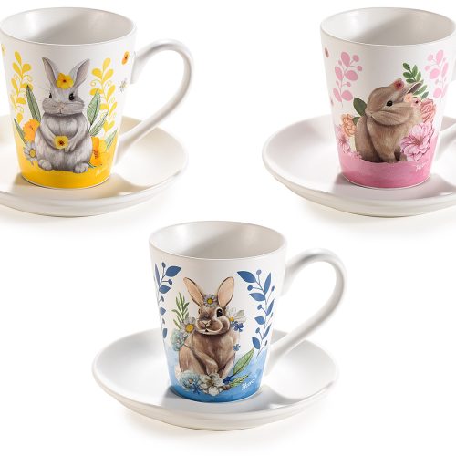 Ceasca de cafea din portelan "Bunny" cu farfurie-1buc