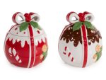 Borcan ceramic pentru alimente în formă de bilă de Crăciun -1buc