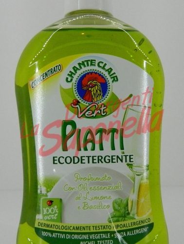 Detergent de vase Chante Clair eco cu parfum de uleiuri esentiale de lamaie si busuioc 500 ml