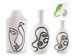 Set 3 vaze decorative din portelan cu chip de femeie