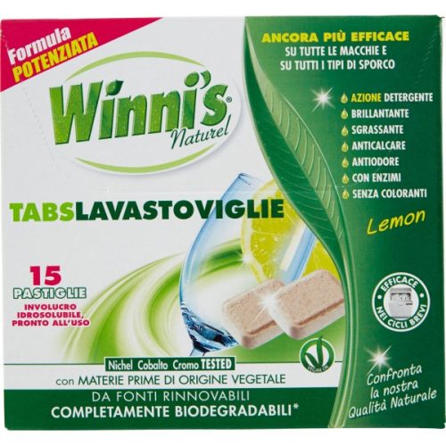 Tablete Winni's Naturel pentru masina de spalat vase cu lamaie 15 buc