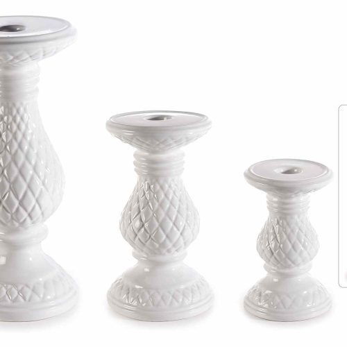 Set 3 suporturi de lumanari din portelan lucios