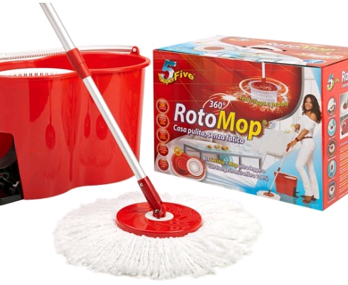Kit galeata + mop Rotomop cu benzi din microfibra 100%